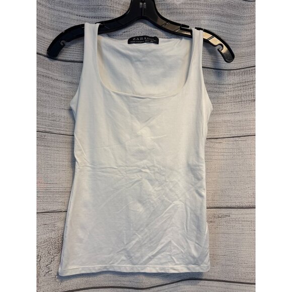 Zara Basics White Cotton Sleeveless Tank Top Size S - Picture 1 of 3